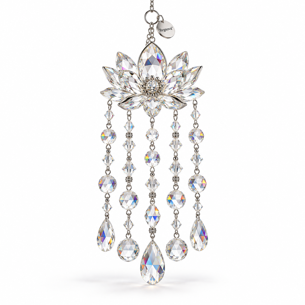 Iridescent Lotus Crystal Hanging Ornament