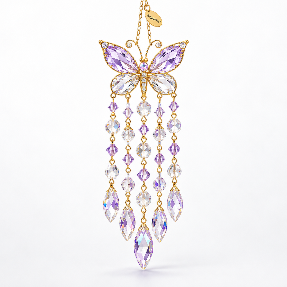Lavender Butterfly Crystal Hanging Ornament