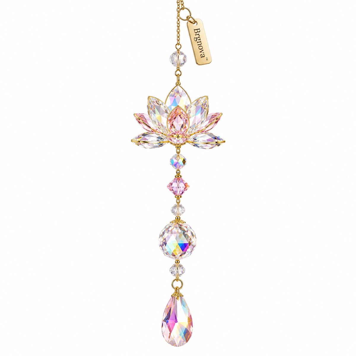 Pastel Lotus Teardrop Crystal Ornament