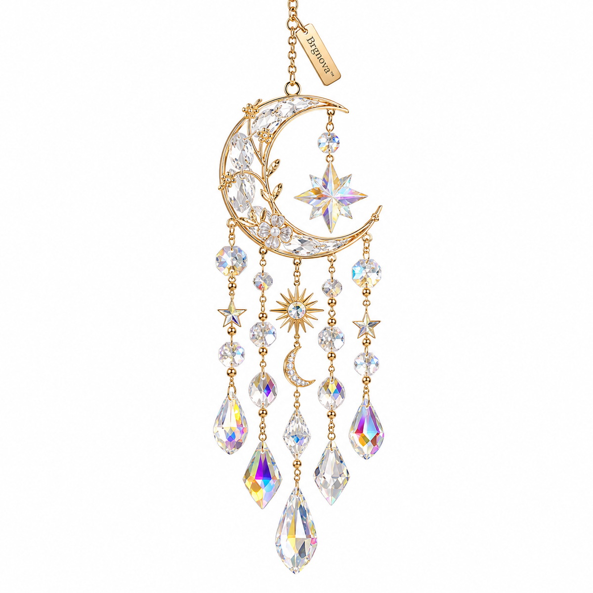 Celestial Crescent Star Crystal Hanging Ornament